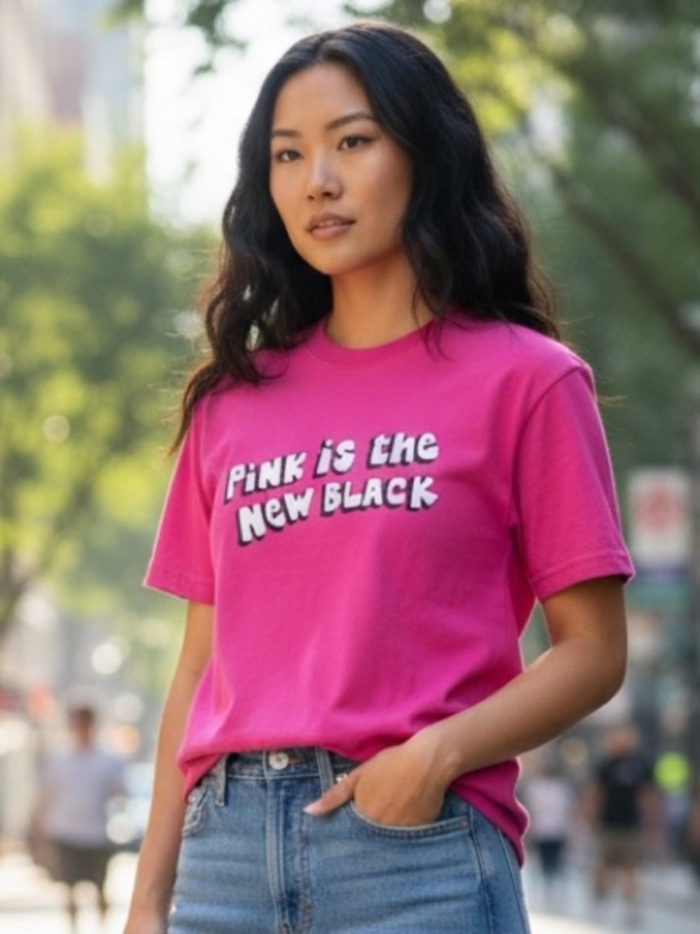 💖 Pink Is the New Black Graphic Tee Gildan Youth Large Hot Pink Shirt